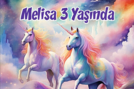 Büyük Unicornlar Temalı Doğum Günü Afişi -4 35X50 cm
