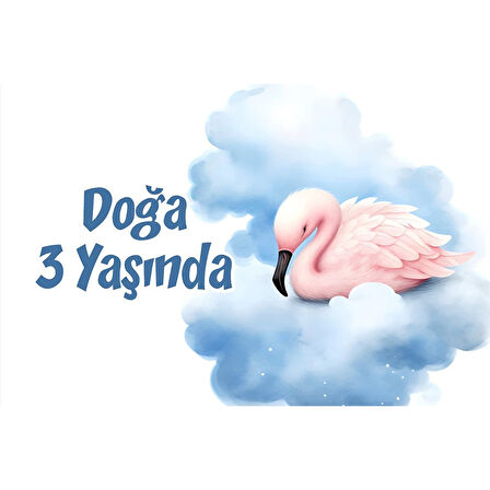 Pembe Sevimli Kuğu Temalı Doğum Günü Afişi 70X100 cm