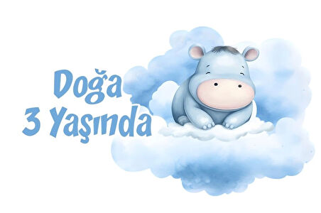 Mavi Sevimli Aslan Temalı Doğum Günü Afişi 70X100 cm