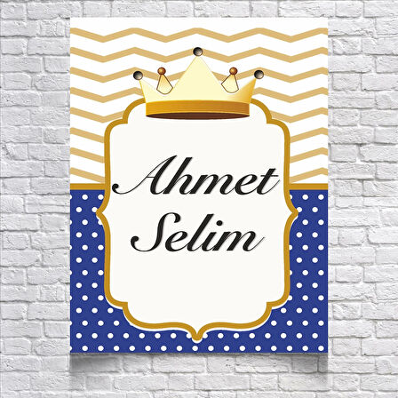 Mavi Gold Çizgili Doğum Günü Afişi 100X150 cm