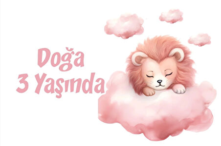 Mor Sevimli Kaplan Doğum Günü Afişi 100X150 cm