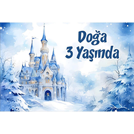 Kış ve Şato Temalı Doğum Günü Afişi -2 70X100 cm