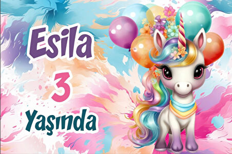 Pasta ve uNicorn Temalı Doğum Günü AFİŞİ -2 100X150 cm