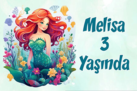 Deniz Kızı Temalı Doğum Günü Afişi -2 100X150 cm