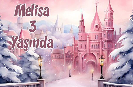 Pembe Orman ve Şato Temalı Doğum Günü Afişi 70X100 cm