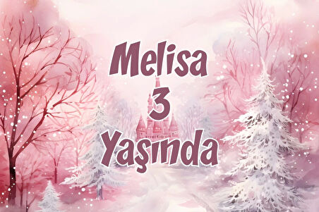 Pembe Orman ve Şato Temalı Doğum Günü Afişi -2 70X100 cm