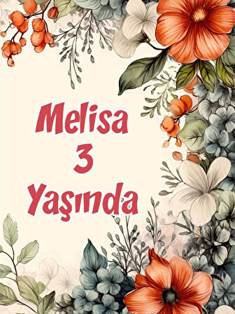 Çiçekler Temalı Doğum Günü Afişi -27 35X50 cm