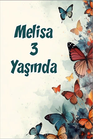 Renkli Kelebekler Temalı Doğum Günü Afişi -7 50X70 cm