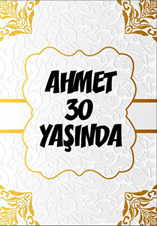 Beyaz Desenler Klasik Temalı Doğuım Günü Afişi 70X100 cm