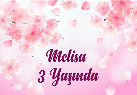 Pembe Çiçekler Temalı Doğum Günü Afişi 35X50 cm