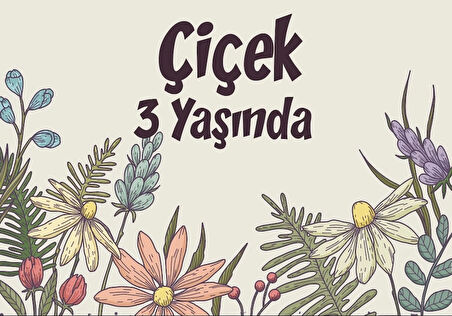 Çiçekler Temalı Doğum Günü Afişi 70X100 cm