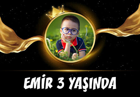 Kral Taçlı Alevli Doğum Günü Afişi 100X150 cm