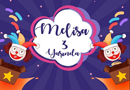 Palyaçolar Temalı Doğum Günü Afişi 50X70 cm