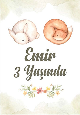 Uyuyan Tilki ve Tavşan Temalı Doğum Günü Afişi 35X50 cm