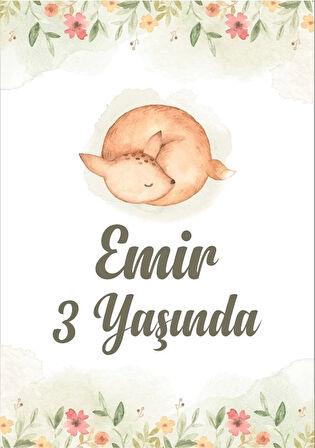 Uyuyan Tilki Temalı Doğum Günü Afişi 35X50 cm