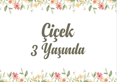 Çiçekler Temalı Doğum Günü Afişi 50X70 cm