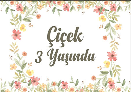 Çiçekler Temalı Doğum Günü Afişi -2 35X50 cm