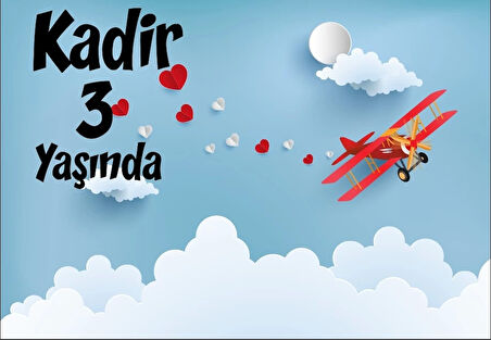 Gökyüüzü ve Uçak Doğum Günü Afişi 50X70 cm