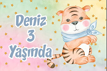 Sevimli Kaplan Doğum Günü Afişi 70X100 cm