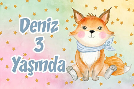 Sevimli Tilki Doğum Günü Afişi 100X150 cm