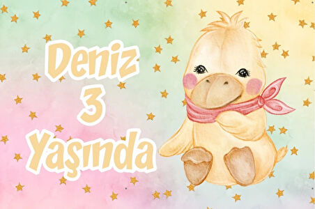 Sevimli Civciv Temalı Doğum Günü Afişi 100X150 cm