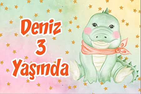 Sevimli Timsah Temalı Doğum Günü Afişi 50X70 cm