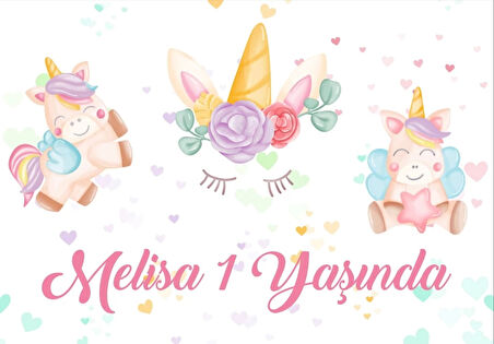 Unicorn Temalı Doğum Günü Afişi 35X50 cm