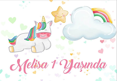 Unicorn Temalı Doğum Günü Afişi 35X50 cm