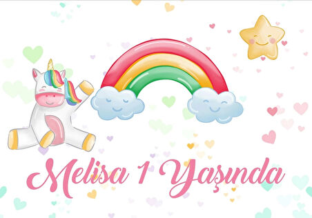 Unicorn Temalı Doğum Günü Afişi 70X100 cm