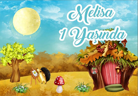 Resim Yapan kirpi Temalı Doğum Günü Afişi 70X100 cm