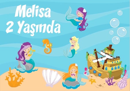Deniz Altı Temalı Doğum Günü Afişi 100X150 cm