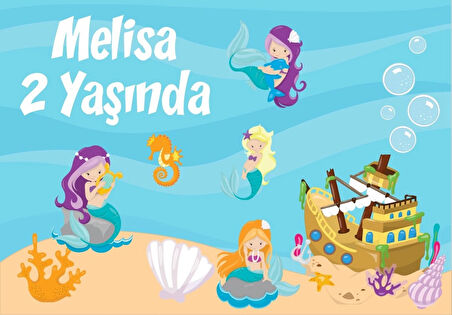 Deniz Altı Temalı Doğum Günü Afişi 70X100 cm