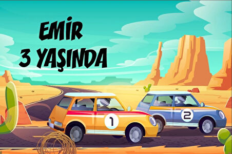 Yarış Arabası Temalı Doğum Günü Afişi 70X100 cm