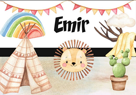 Çadır ve Aslan Temalı Doğum Günü Afişi 35X50 cm