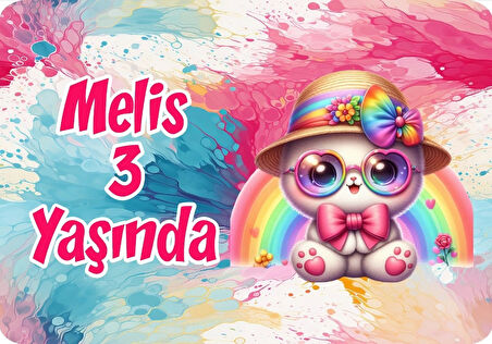 Renkli Kedicik Doğum Günü Afişi 35X50 cm