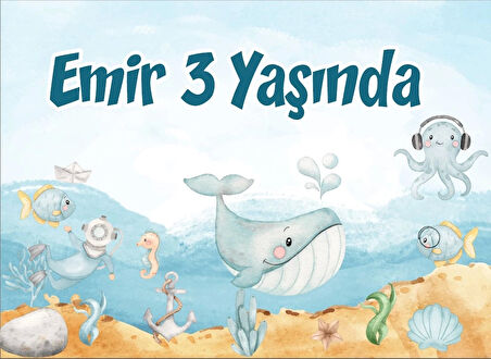 Deniz Yaşamı Doğum Günü Afişi 100X150 cm