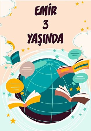 Dünya ve Kitap Temalı Doğum Günü Afişi 50X70 cm