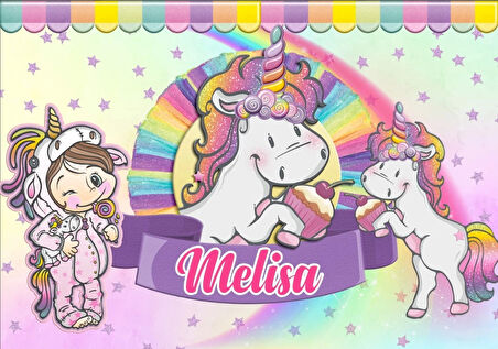 Unicorn Temalı Doğum Günü Afişi 70X100 cm