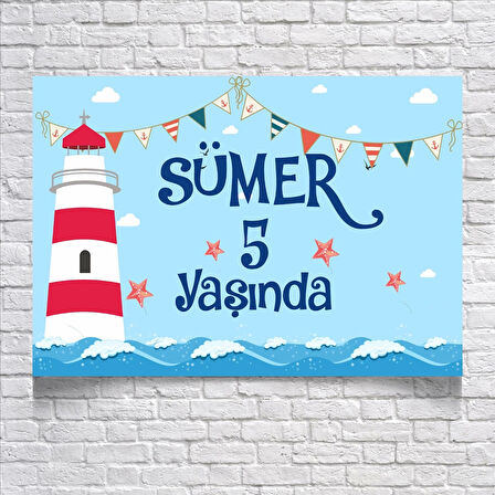 Deniz ve Deniz Feneri Doğum Günü Afişi 35X50 cm