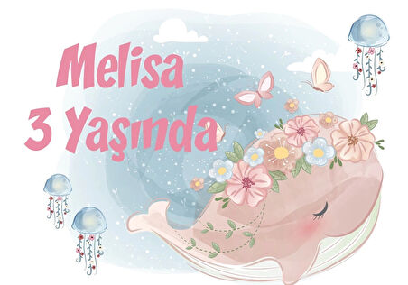Balina Temalı Doğum Günü Afişi 35X50 cm