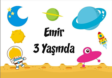 Uzay Temalı Doğum Günü Afişi 70X100 cm