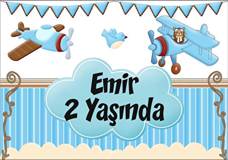Uçak Temalı Doğum Günü Afişi 70X100 cm
