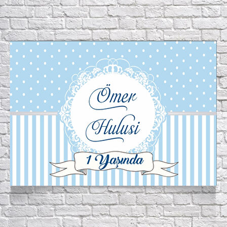 Mavi Çizgili Doğum Günü Afişi 50X70 cm