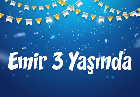 mavi bayraklı doğum günü afişi 50X70 cm