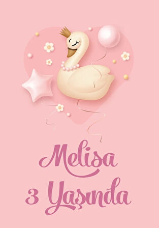 kuğu temalı doğum günü afişi 70X100 cm