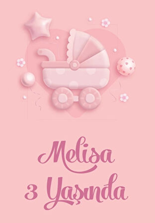 bebek arabası temalı doğum günü afişi 70X100 cm