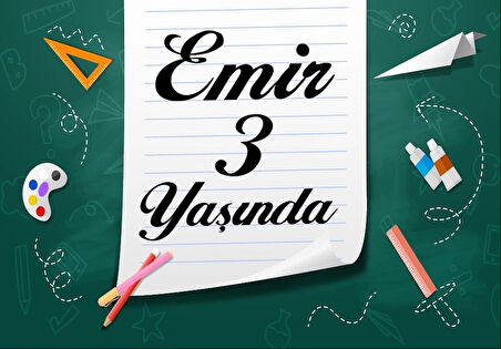 okul ve defter temalı doğum günü afişi 100X150 cm