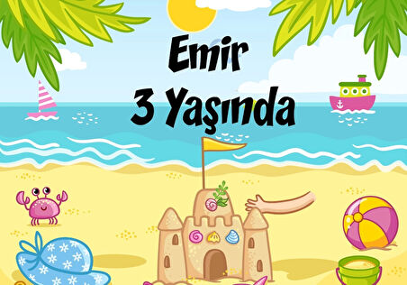 yaz sahil temalı doğum günü afişi 70X100 cm