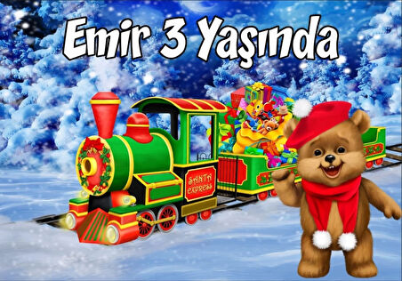 Ayıcık ve Tren Teamlı Doğum Günü Afişi 70X100 cm