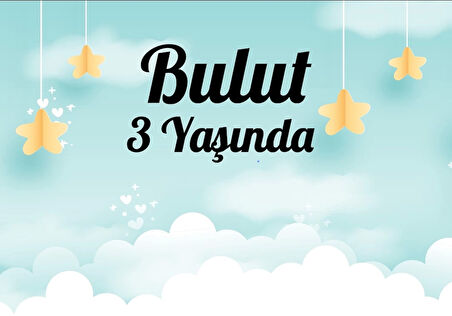 Bulut Temalı Doğum Günü Afişi 35X50 cm